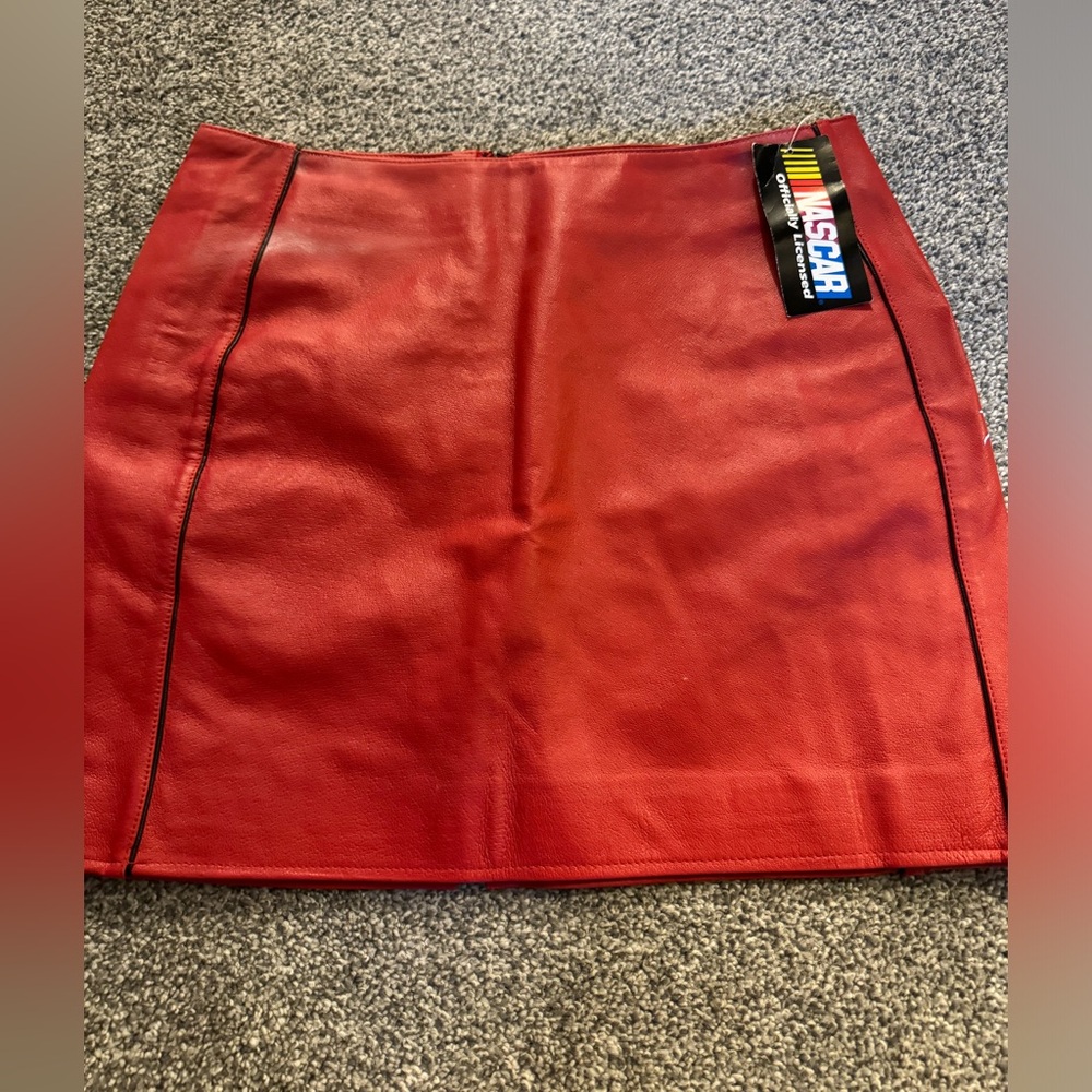 100% Leather Red Mini Skirt Dale Earnhardt Jr. Size 10